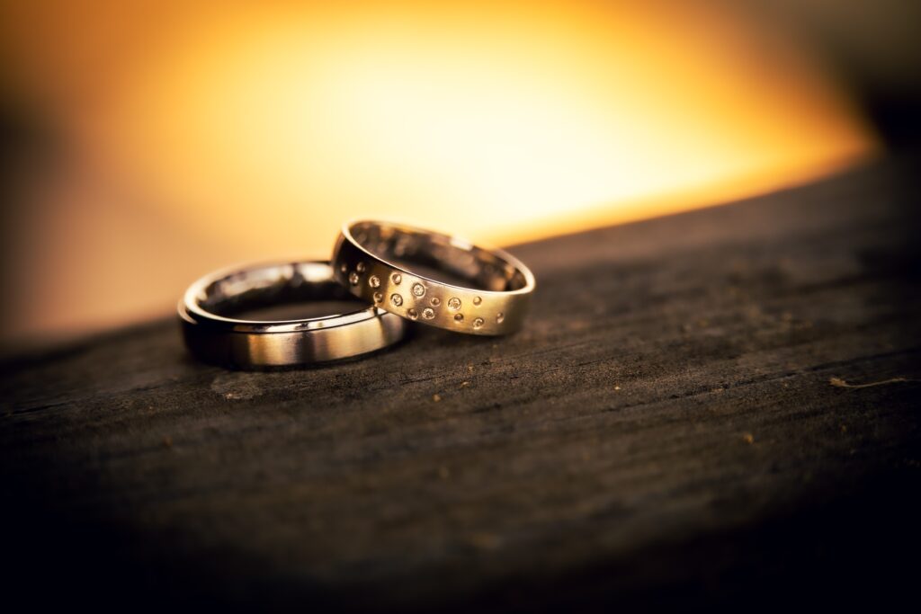 Wedding bands representing family law and domestic agreements