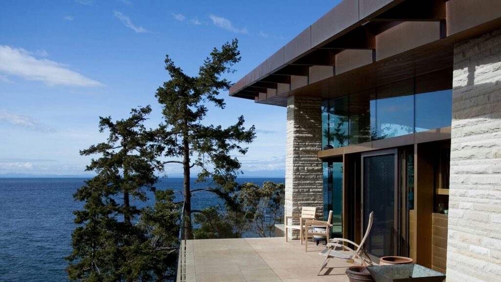 A balcony with a view of the ocean representing division of property and property disputes in British Columbia family law.